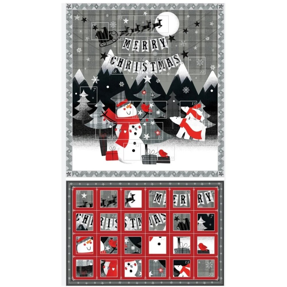 Red + Grey Christmas By Paintbrush Studio Fabrics  Advent Calendar Panel